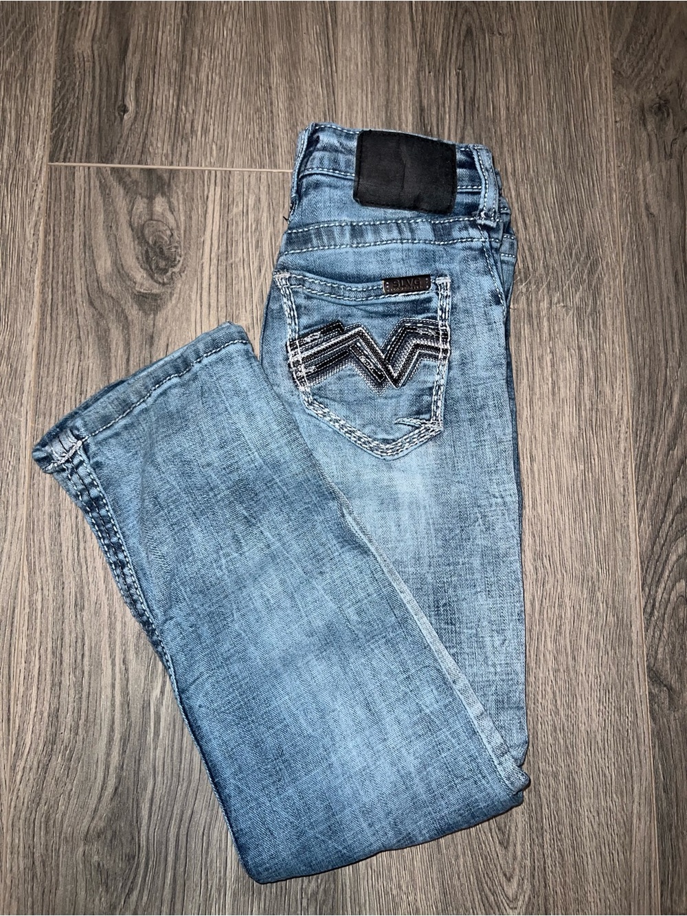 Salvage Light Blue Kids Denim Jeans with Embroidered Pocket